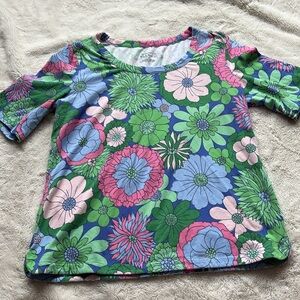 Talbots Floral Cotton Top – Size L | 95% Cotton | Vibrant Blooms |